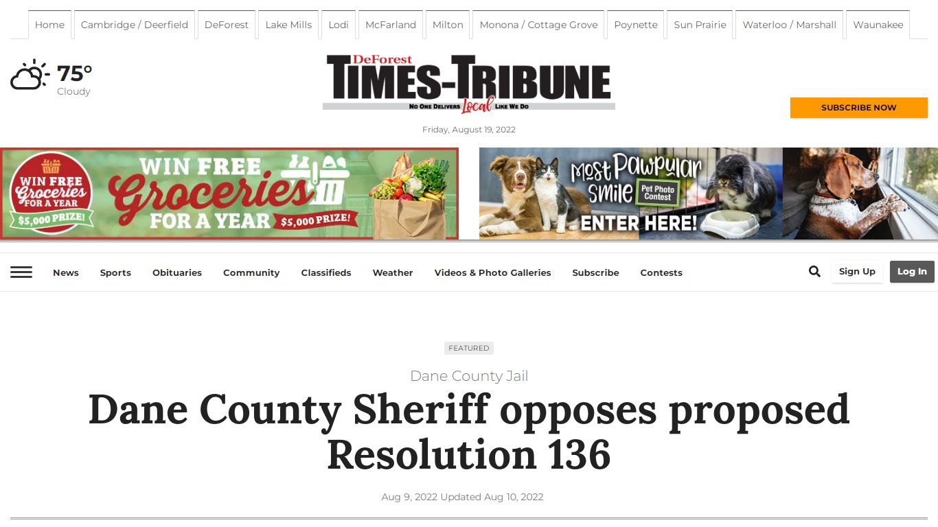 Dane County Sheriff opposes proposed Resolution 136